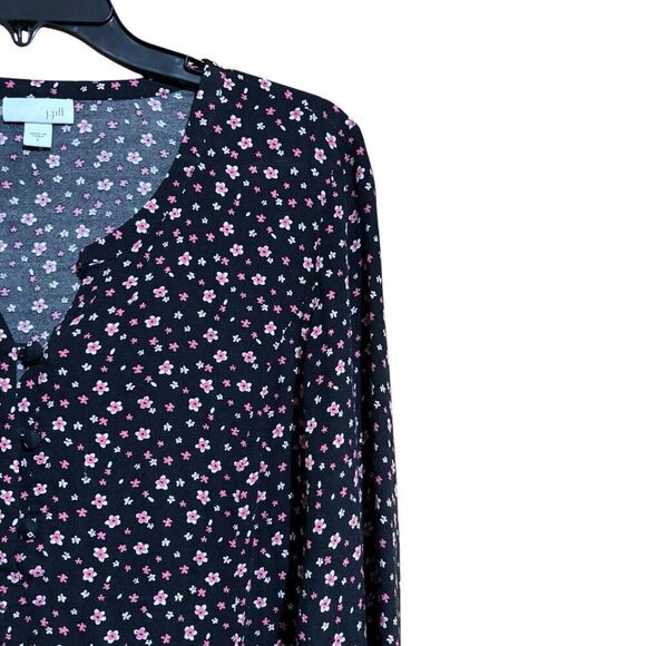 J Jill Top Womens Medium Multicolor Floral Print Split Neck Rayon Blouse - Picture 3 of 9